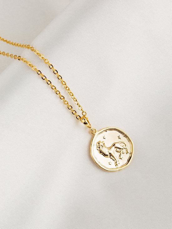 Zodiac Coin Gold Pendant