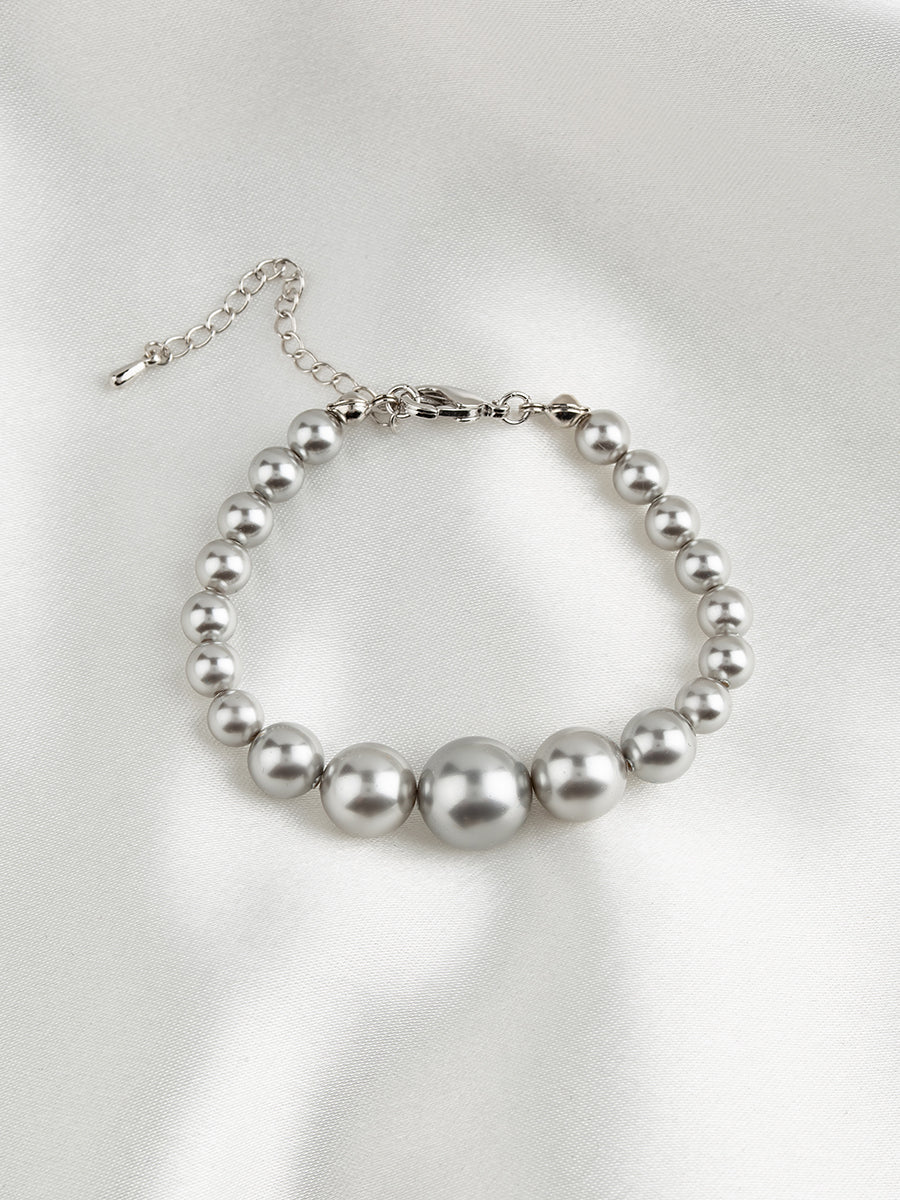 Graduated Pearl Bracelet | Grey