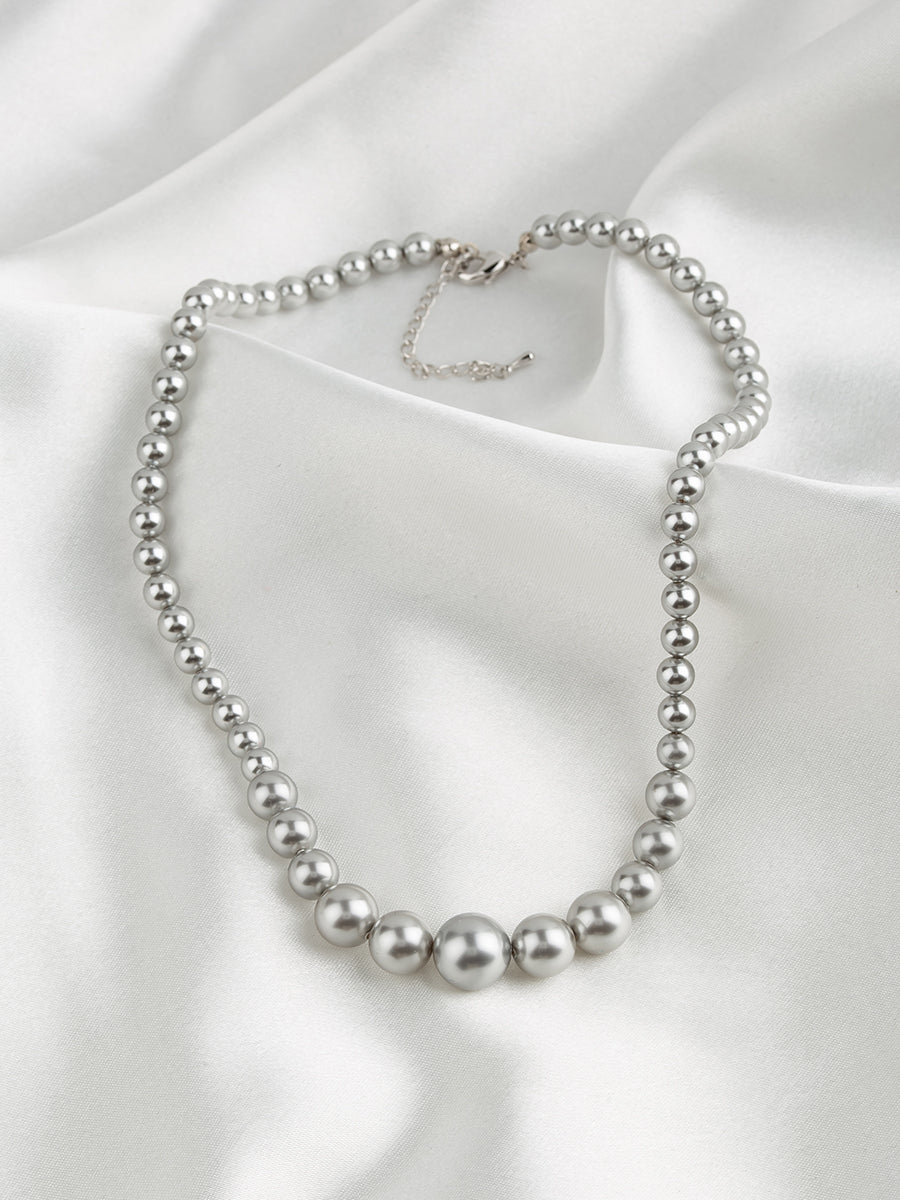サリバン Teeth&Pearl connected necklace Graduated Pearl Necklace | Grey – Seraphine Creations