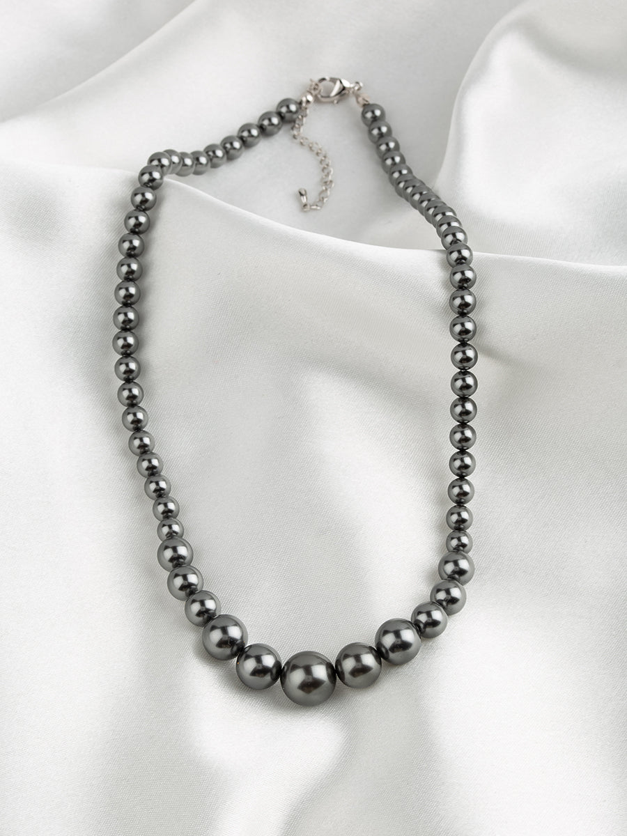 Graduated Pearl Necklace | Grey