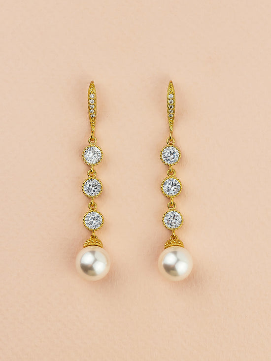 Load image into Gallery viewer, Classic Extra Long Pearl Earrings
