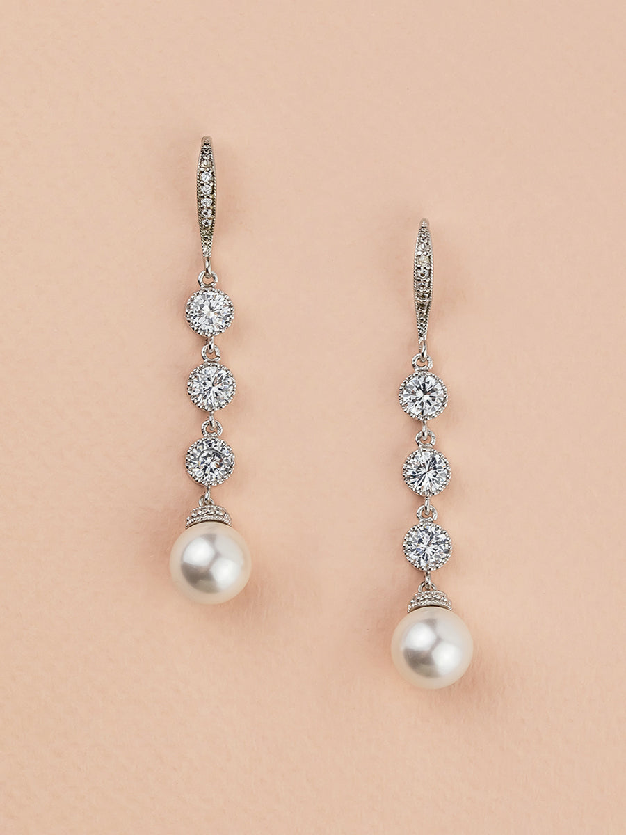 Load image into Gallery viewer, Classic Extra Long Pearl Earrings
