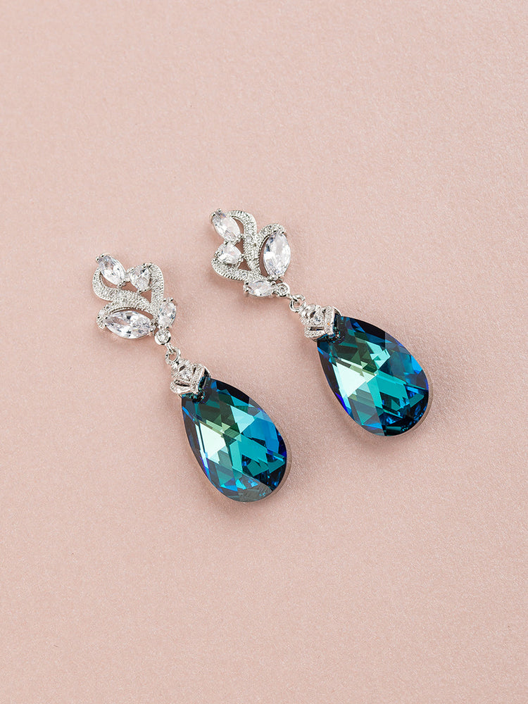 
            
                Load image into Gallery viewer, Bermuda Blue Crystal Earrings (Bridesmaid)
            
        