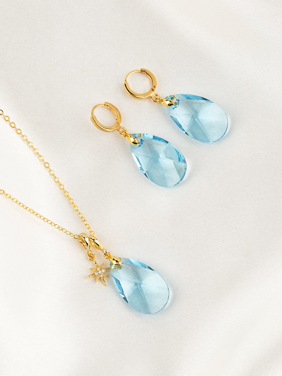 Women's Aquamarine Pendant Gemstone Necklace Elegant - Temu