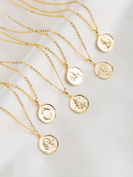 Zodiac Coin Gold Pendant Seraphine Creations