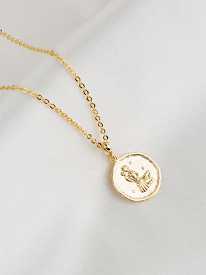 Zodiac Coin Gold Pendant