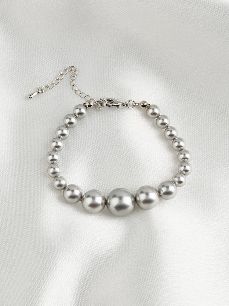 Graduated Pearl Bracelet | Grey